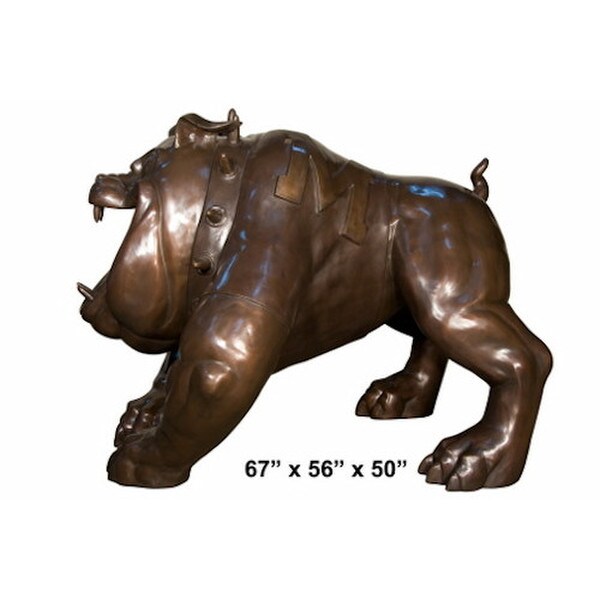 Side view Bronze Bull Dog Large Spike Mascot fighting machine sculpture